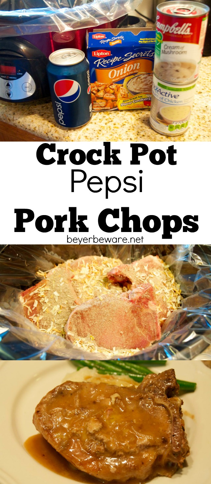 Sweet and savory pork chops are what you will get with this crock pot Pepsi pork chops recipe.
