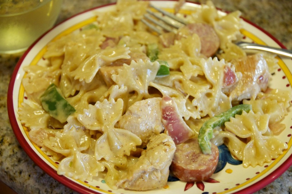 Cajun chicken and smoked sausage pasta