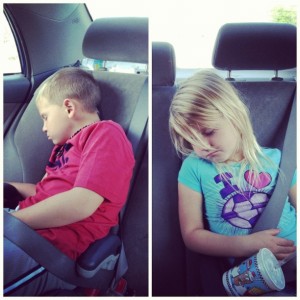 sleeping kids in the car