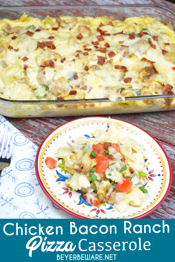 Crock Pot Chicken Bacon Ranch Pizza Casserole - Beyer Eats and Drinks