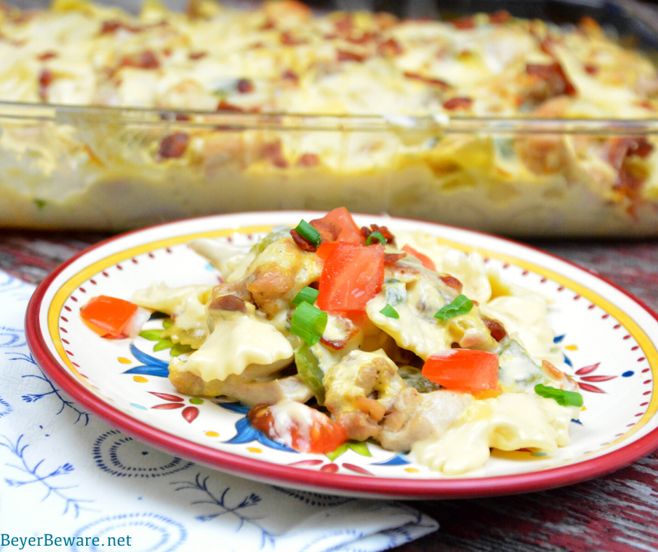 Chicken bacon ranch pizza casserole recipe is a hearty casserole that is perfect for chilly evenings or sports team dinners. Everyone will love it and come back for seconds.