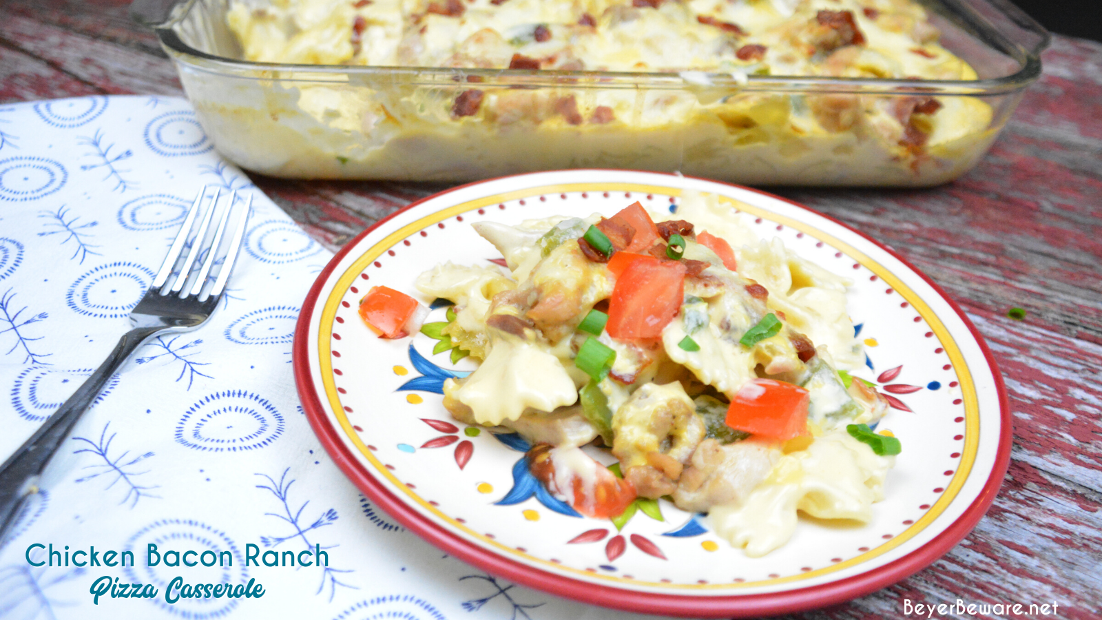 Crock Pot Chicken Bacon Ranch Pizza Casserole - Beyer Eats and Drinks