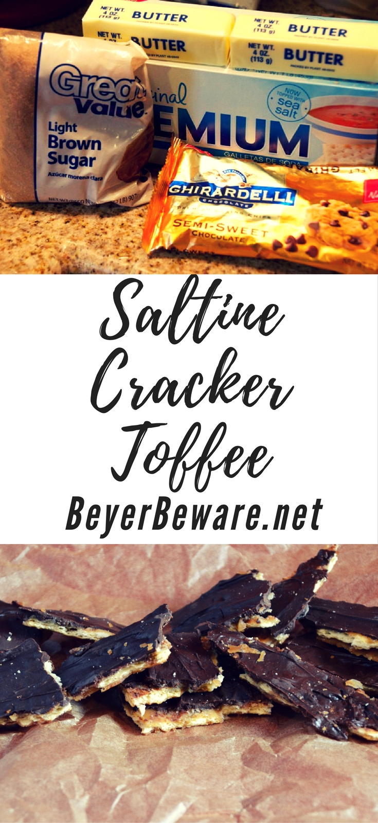 The easiest candy recipe is this saltine cracker toffee and uses only 4 ingredients to create the best combination of salty and sweet to make this addicting treat