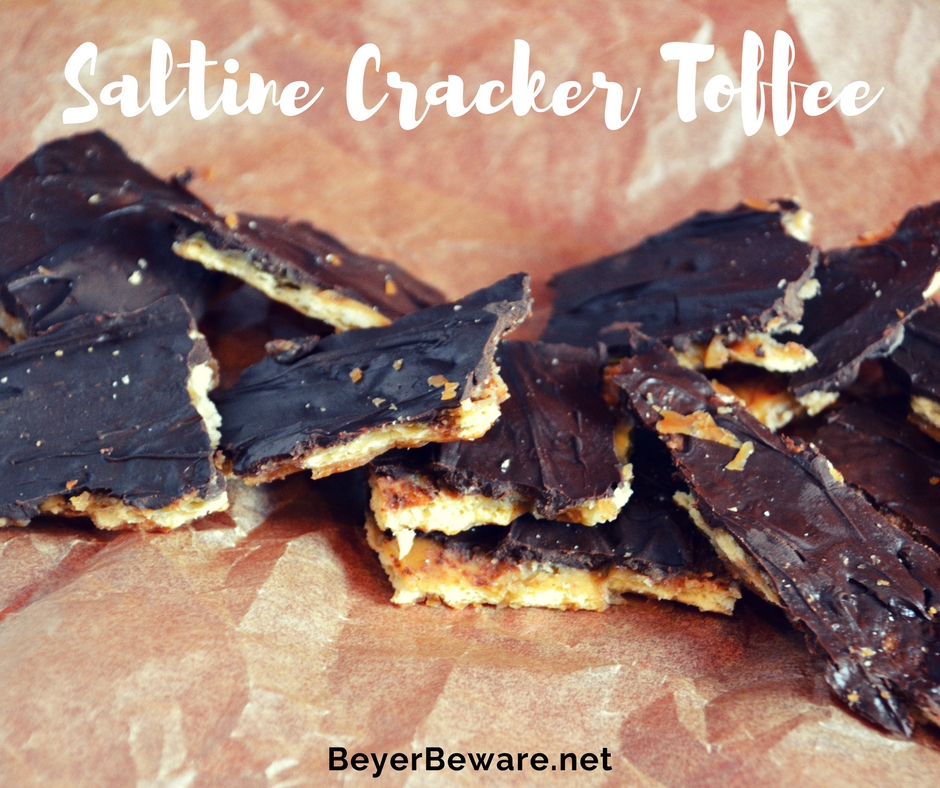 The easiest candy recipe is this saltine cracker toffee and uses only 4 ingredients to create the best combination of salty and sweet to make this addicting treat.