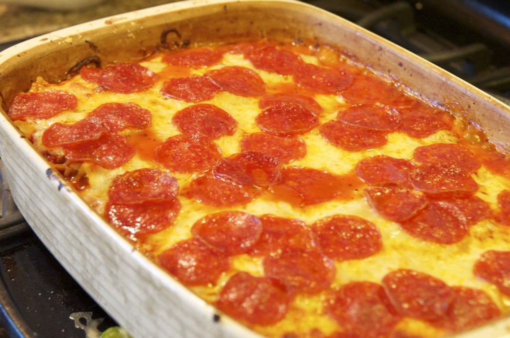 Pepperoni & Sausage Pizza Casserole