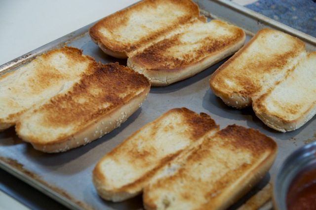 toasted buttered hoagie buns