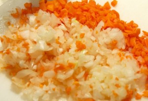 Chopped onion and carrot