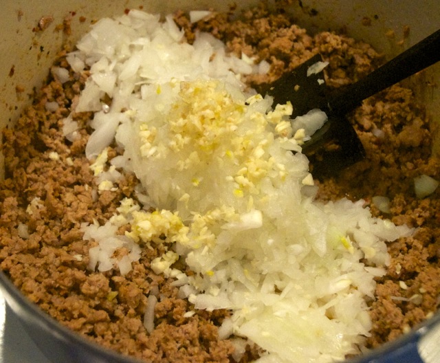 ground meat with onions and garlic