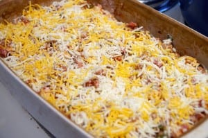 Cheese topped Bubble Pizza Casserole