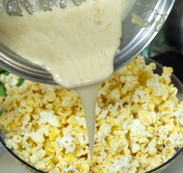 Ooey-gooey popcorn entails marshmallow sweetness poured over buttery popcorn for the perfect sweet and salty treat.