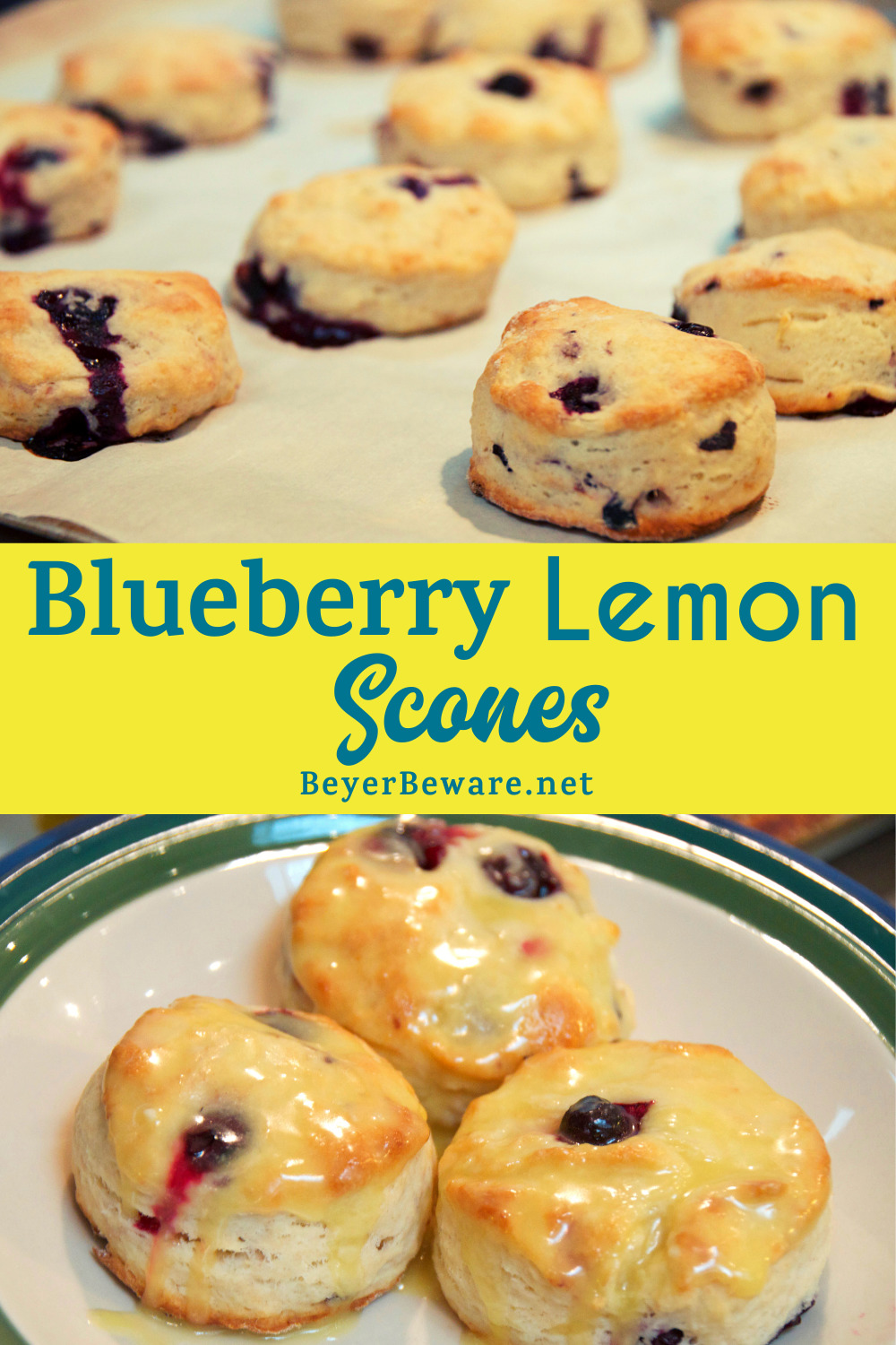 Blueberry lemon scones are the perfect homemade scone recipe with a delicate texture and the perfect combination of flavors with the fresh lemon and blueberries, topped with a simple lemon glaze.