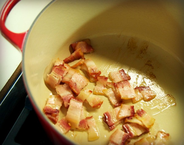 bacon frying for chili