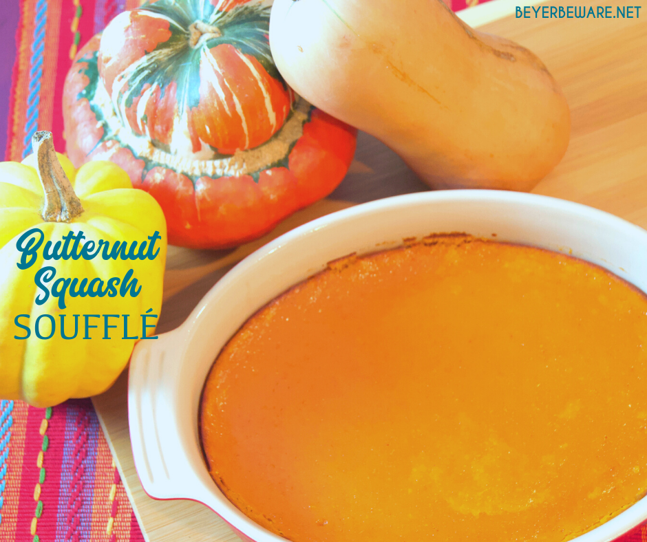Butternut squash souffle recipe is sweet and savory fall casserole that has a light and fluffy texture that is like eating dessert for dinner.