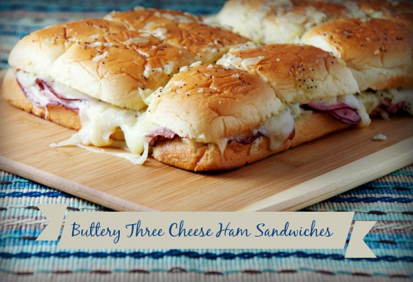 Buttery Three Cheese Ham Sandwiches