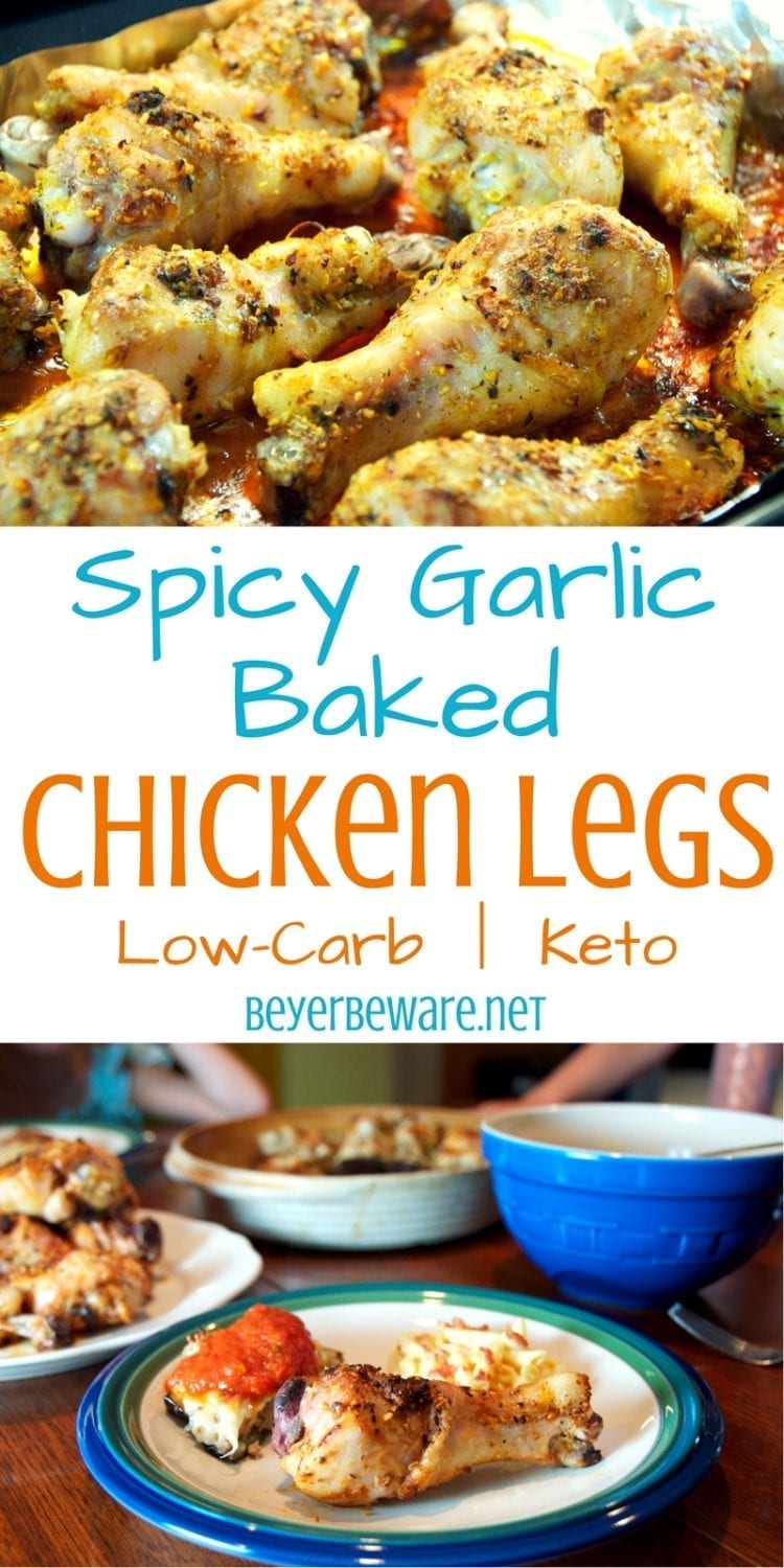 These spicy garlic baked chicken legs are fun to eat and full of flavor. The bonus to this chicken recipe is it is also perfect for people on low-carb or keto diets as well.