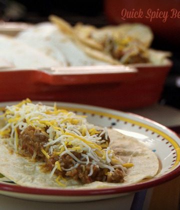 Quick Spicy Beef burritos on corn tortillas