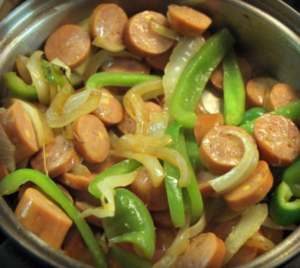 Sausage with onions and peppers