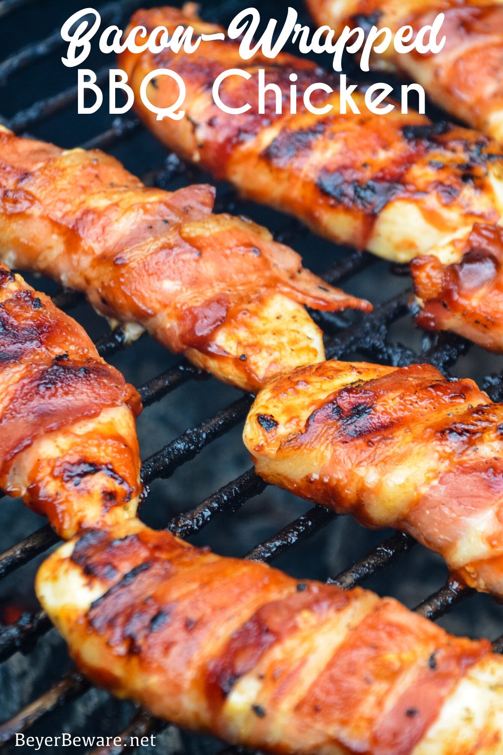 Grilled bacon-wrapped BBQ chicken recipe is lightly seasoned chicken tenderloins that are then wrapped in bacon and then coated in a doctored up barbeque sauce before quickly grilling to perfection.