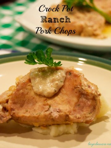 Crock Pot Ranch Pork Chops have just three ingredients but will leave you with flavorful, juicy pork chops for dinner.