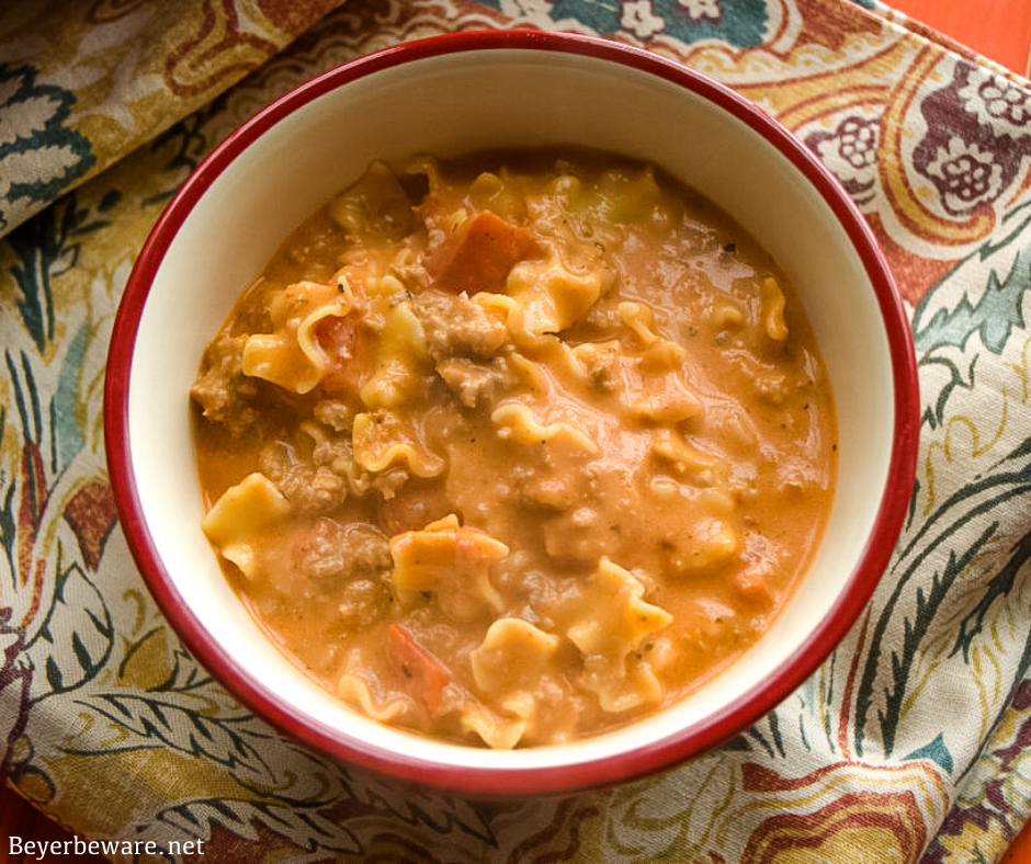 Creamy Italian Sausage Soup recipe is my new go-to tomato and sausage soup recipe that is rich and hearty, perfect for an easy dinner.