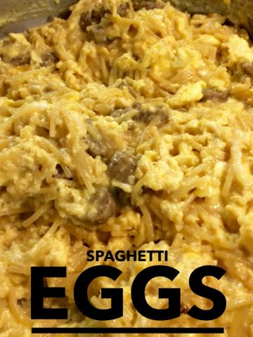 Spaghetti Eggs are full of carbs and protein. Perfect breakfast for any athlete on the day of your activity.