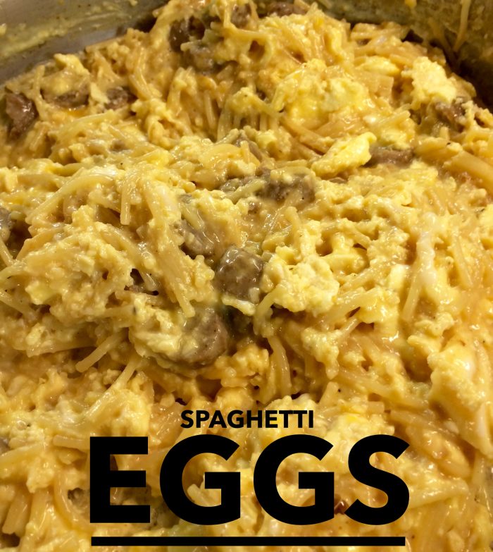 Spaghetti Eggs are full of carbs and protein. Perfect breakfast for any athlete on the day of your activity.