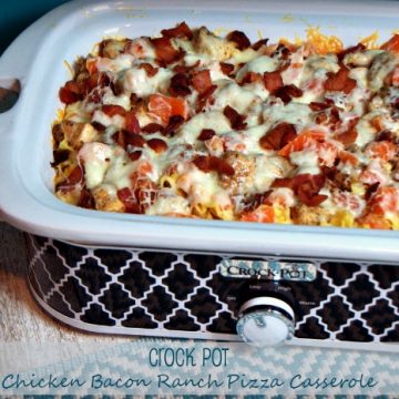 Crock Pot Chicken Bacon Ranch Pizza Casserole recipe is always a favorite around our table. And now that I can make it in the crock pot, it is one of my go-to recipes.