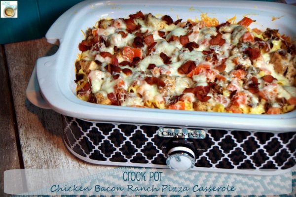 Crock Pot Chicken Bacon Ranch Pizza Casserole recipe is always a favorite around our table. And now that I can make it in the crock pot, it is one of my go-to recipes.