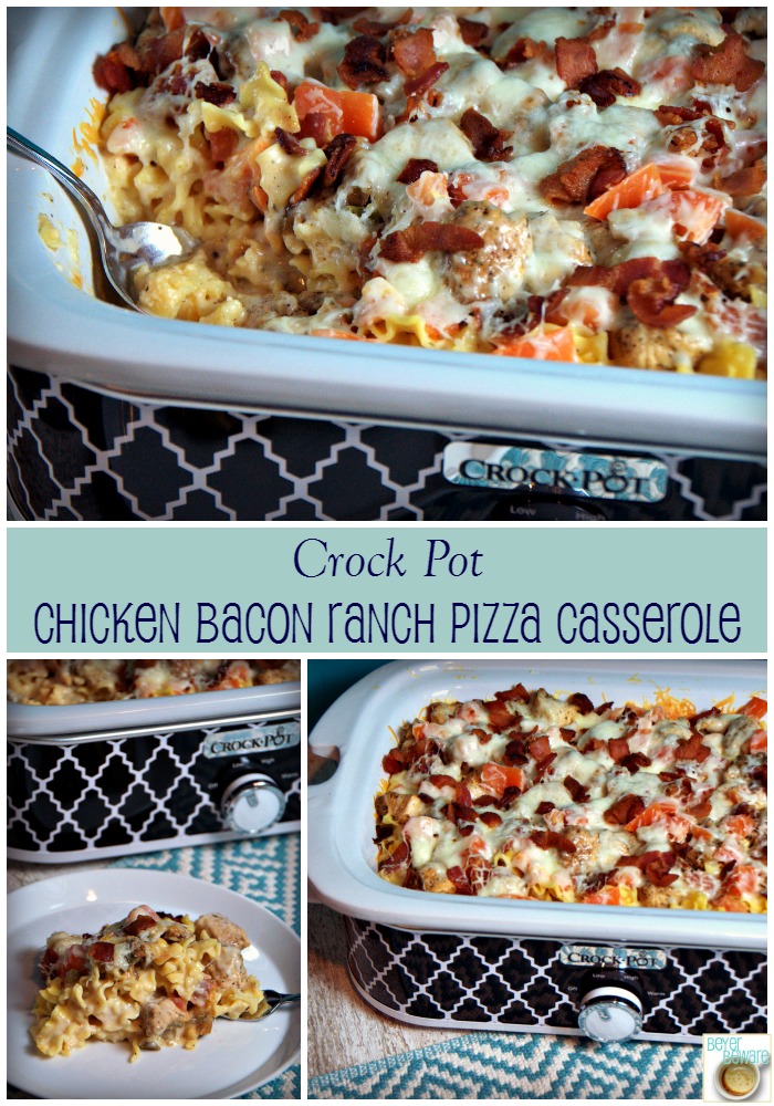 Crock Pot Chicken Bacon Ranch Pizza Casserole - Beyer Eats and Drinks