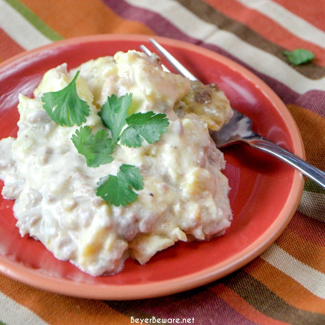 Crock Pot Scrambled Eggs Casserole is a great recipe for scrambled in the crock pot that comes out fluffy and creamy.