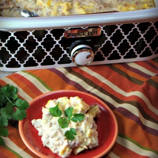 Crock Pot Scrambled Eggs Casserole with sausage and green chilis is a great breakfast for supper meal that can dropped in the crock pot and forgot about while you out doing evening activities.