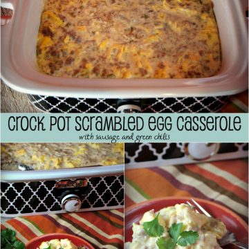 Crock Pot Scrambled Eggs Casserole is a great breakfast for supper meal that can dropped in the crock pot and forgot about while you out doing evening activities.