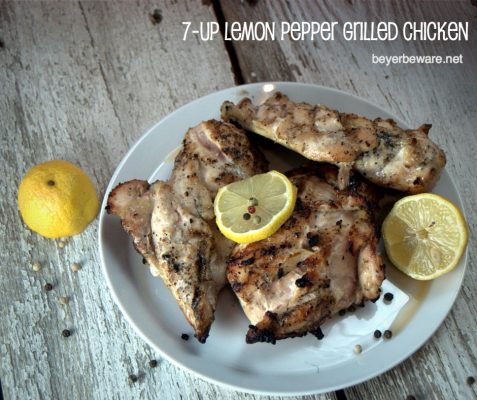 This grilled lemon pepper chicken marinated for two days in 7-Up and garlic. After grilling, this chicken was some of the best grilled chicken I have ever had.