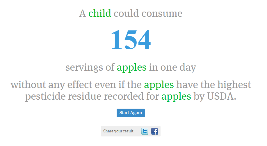 How many regular apples would a child have to eat in one day to be at risk?
