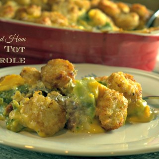 Broccoli and ham tater tot casserole is a great ham casserole that uses leftover ham and a great twist on a favorite casserole.