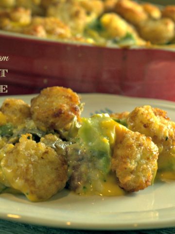 Broccoli and ham tater tot casserole is a great ham casserole that uses leftover ham and a great twist on a favorite casserole.