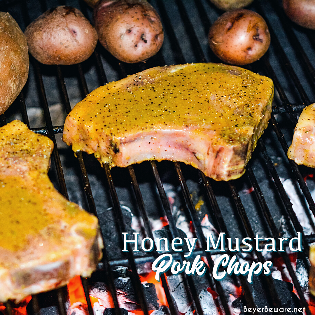 Easy Honey Mustard Pork Chops are a quick and easy grilled pork chop recipe made with honey, spicy brown mustard, and Worcestershire sauce. This honey mustard pork chop recipe is also great to bake and slow cook the pork chops.