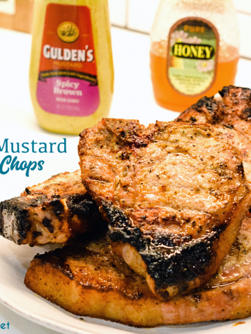 Easy Honey Mustard Pork Chops are a quick and easy grilled pork chop recipe made with honey, spicy brown mustard, and Worcestershire sauce. This honey mustard pork chop recipe is also great to bake and slow cook the pork chops.