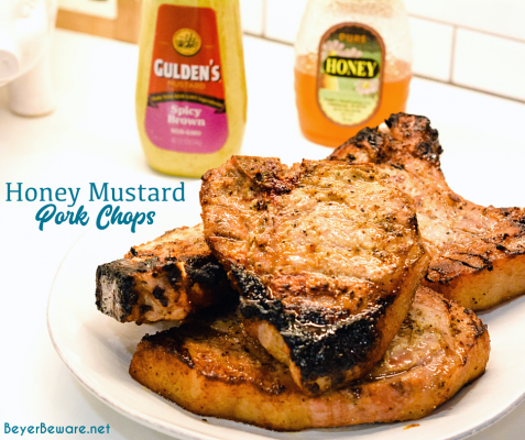 Easy Honey Mustard Pork Chops are a quick and easy grilled pork chop recipe made with honey, spicy brown mustard, and Worcestershire sauce. This honey mustard pork chop recipe is also great to bake and slow cook the pork chops.