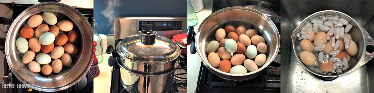How do you make easy to peel hard boiled eggs? By steaming them.