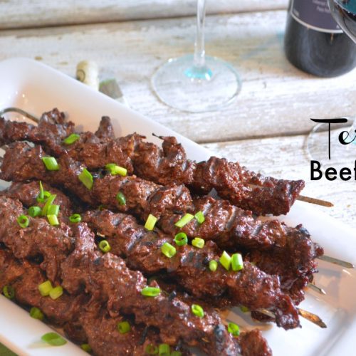 Teriyaki Beef Cube Steak or Chicken Skewers