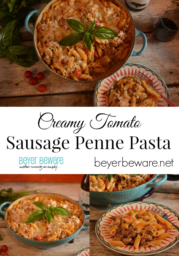 Creamy Tomato and Sausage Penne Pasta is a quick weeknight meal recipe.