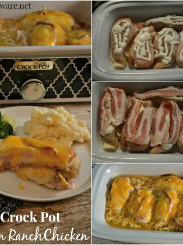 Just 4 ingredients for an easy Crock Pot Bacon Ranch Chicken Recipe. Even if you don't put it together till after work it is still a perfect weeknight dinner.
