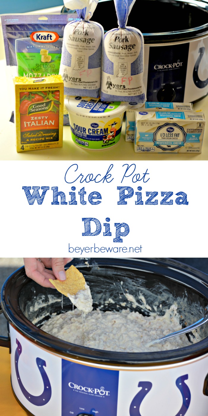 Crock Pot White Pizza Dip recipe is a great alternative to the traditional sausage queso dip. Brings all the flavors from pizza on the end of chip.