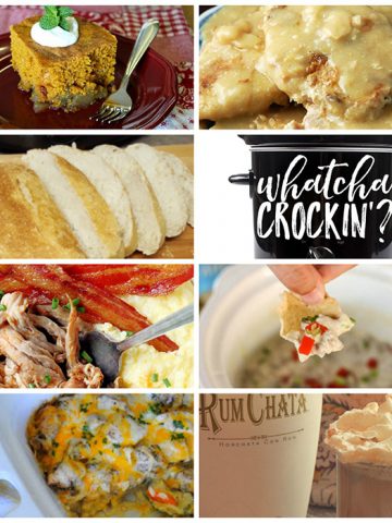 Easy Crock Pot Recipes - This week's Whatcha Crockin' crock pot recipes include Artisan Bread, Crock Pot Chicken Veggie and Rice Casserole, Homestyle Crock Pot Pork Chops, Crock Pot Apple Pumpkin Cake, Sausage Dip, Slow Cooker Apple Butter Glazed Pork Tenderloin, Crock Pot Pumpkin Lattes and more!