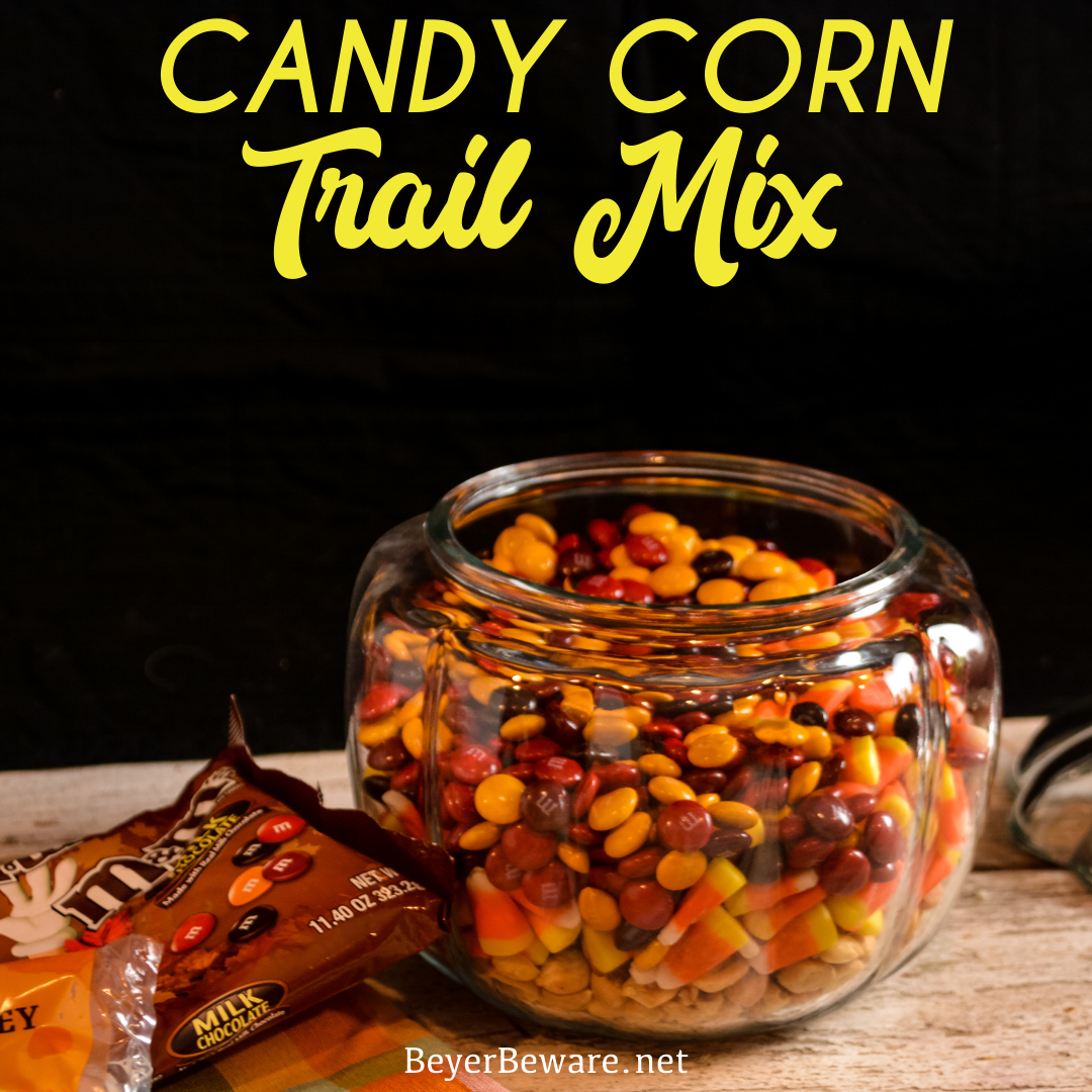 Candy corn trail mix has a combination of fall candy flavors that is just like a chocolate payday bar with the candy corn, peanut, and m&m trail mix. Nothing says, "Hello Fall!" quite like this candy corn snack mix.