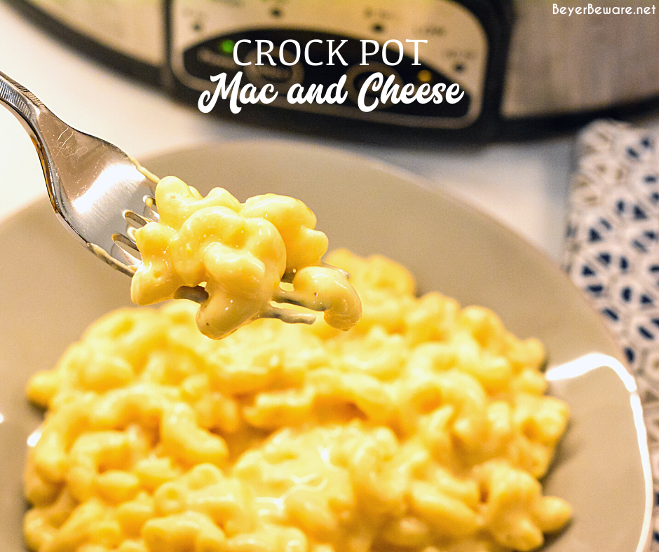 Crock pot mac and cheese recipe is made with alfredo sauce, sour cream, velveeta for ultimate slow cooker mac n cheese.