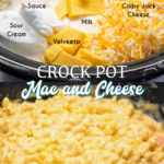 Crock pot mac and cheese recipe is made with alfredo sauce, sour cream, velveeta for ultimate slow cooker mac n cheese.