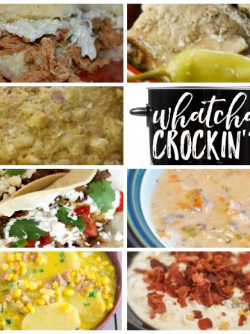 This week's Whatcha Crockin' crock pot recipes include Crock Pot Bread Dressing, Crock Pot Mississippi Pork Chops, Creamy Hot Bacon Corn Dip, Crock Pot Cheesy Ham Potato Soup, Crock Pot Pulled Pork, Slow Cooked Pulled Pork Carnitas, Crock Pot Creamy Chicken and Wild Rice Soup and much more!