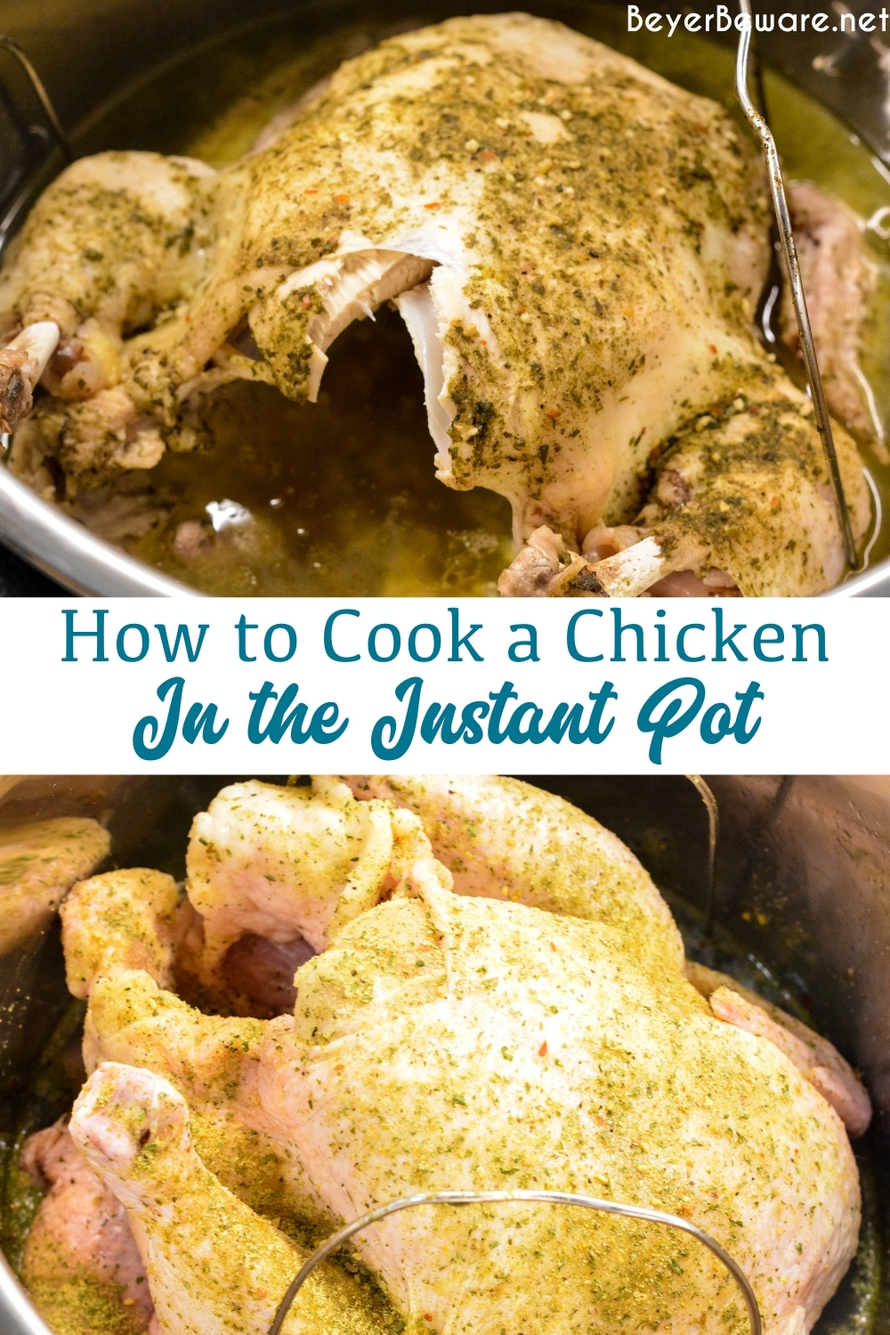 Knowing how to cook a chicken in an Instant Pot will be a gift for cooking a whole chicken quickly for fall of the bone chicken that can be used in soup, casseroles, and salads.